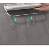 Bathroom Organizer - Wall Mounted Shower Caddy Shelf - with Towel Bar - Extra Strong Self Adhesive - No Drilling - Easy Drainage - Rustproof