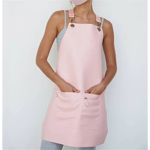 Chef Apron-Cross Back Apron for Men Women with Adjustable Straps and Large Pockets, Women Men Apron (lotus root color) In Australia - Darrahopens