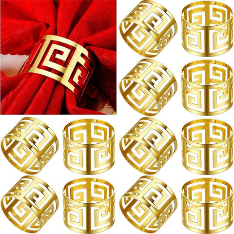 12 Pcs Gold Napkin Rings Hollow Out Napkin Rings Holder Set Metal Serviette Buckle Bulk for Dinner Table Decoration Christmas Holiday Wedding Party Birthday Banquet Gathering In Australia - Darrahopens