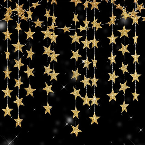 10 pack Glitter Gold Star Garland Decorations Hanging Garands Banner Backdrop, Star Party Decoration for Birthday Baby Shower Wedding Kids Room Graduation Decor (10*4m) In Australia - Darrahopens