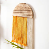 Wall Hanging, Boho Woven Tapestry, Modern Tassel Wall Decor, Handmade Wall Art Tapestry for Bedroom, Living Room, Home, Bohemian Apartment Decoration Ornament Craft (Yellow Semicircle) In Australia - Darrahopens