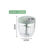 Manual Food Processor Vegetable Chopper, Portable Hand Pull String Garlic Mincer Onion Cutter for Veggies, Ginger, Fruits, Nuts, Herbs, etc, 900ml