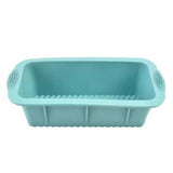 3D Silicone Bread Loaf Pan Non-Stick Rectangular Baking Mold, Oven Safe Reusable Cake for Homemade Easy Release(Blue)(25.5*13cm）