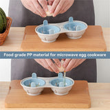 Microwave Egg Poacher, 2 Packs Poached Egg Cooker with Measure Cup, Dishwasher Safe BPA Free, Egg Maker Poached Egg Steamer Blue