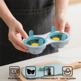 Microwave Egg Poacher, 2 Packs Poached Egg Cooker with Measure Cup, Dishwasher Safe BPA Free, Egg Maker Poached Egg Steamer Blue