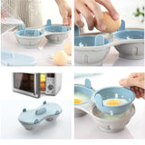 Microwave Egg Poacher, 2 Packs Poached Egg Cooker with Measure Cup, Dishwasher Safe BPA Free, Egg Maker Poached Egg Steamer Blue