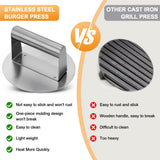 6.3” Burger Smasher | for Griddle Grill Pan Skillet | Weight Gain Flat Presser Smashburger Maker 304 Stainless Steel | Meat Bacon Sandwich Panini | Tool Kit for BBQ Lover In Australia - Darrahopens