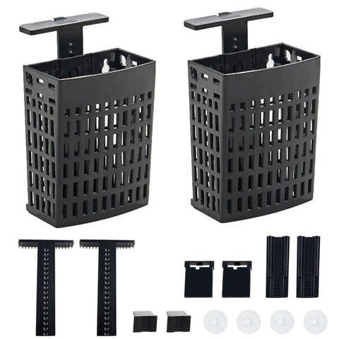 2PCS Adjustable Aquarium Plant Holder, Aquarium Planter Cup Adjustable Thickness to 2.36" Height to 3.9", Fish Tank Plant Holders with Hooks and Suction Cup for Fish Tank Accessories （black）