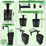 2PCS Adjustable Aquarium Plant Holder, Aquarium Planter Cup Adjustable Thickness to 2.36" Height to 3.9", Fish Tank Plant Holders with Hooks and Suction Cup for Fish Tank Accessories （black）