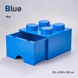 Storage Brick 4 Knobs Blue - Stackable Plastic Storage Box with Lid for Kids and Adults Ideal Desk Organizer and Toy Box In Australia - Darrahopens