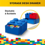 Storage Brick 4 Knobs Blue - Stackable Plastic Storage Box with Lid for Kids and Adults Ideal Desk Organizer and Toy Box In Australia - Darrahopens