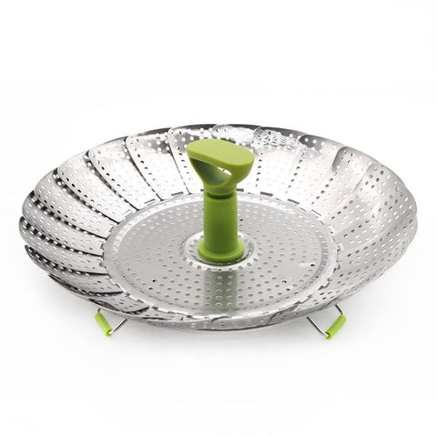 Collapsible Colander, Silicone Food Strainer, Vegetable and Fruit Can Foldable Strainer Colander Dishwasher, Multifuntional New Utensil, Fruit and Vegetable Basket (Stainless Steel) 9in In Australia - Darrahopens