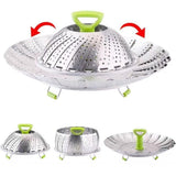 Collapsible Colander, Silicone Food Strainer, Vegetable and Fruit Can Foldable Strainer Colander Dishwasher, Multifuntional New Utensil, Fruit and Vegetable Basket (Stainless Steel) 9in In Australia - Darrahopens