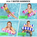 2-Pack Swimming Pool Float Hammock, Multi-Purpose Inflatable Hammock Pool Hammock (Saddle, Lounge Chair, Hammock, Drifter), Water Hammock Lounge