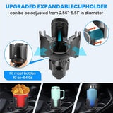 Upgraded 64oz Large Cup Holder Expander with Coaster for Car, Expandable Cup Holder Adapter with Adjustable Base, Universal Compatible with Yeti, Hydro Flasks, Owala, Other Big Bottles Mugs Drinks