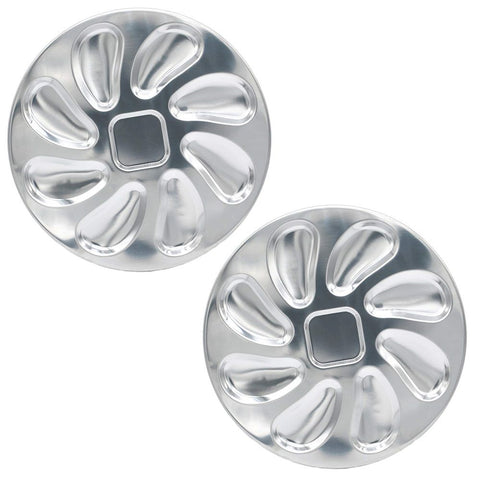 2 Pack Stainless Steel Oyster Plate, Pan and Serving Tray, Shell Shaped Platter for GrillingRestaurant Essential