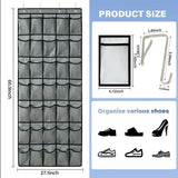 1 Pack 35 Breathable Mesh Pockets Large Hanging Shoe Organizer Over The Door Shoe Rack for Closet Door Storage Shoe Holder Hanger, 4Hooks, Grey (67.9'' x27.1'')