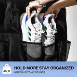 1 Pack 35 Breathable Mesh Pockets Large Hanging Shoe Organizer Over The Door Shoe Rack for Closet Door Storage Shoe Holder Hanger, 4Hooks, Grey (67.9'' x27.1'')