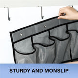 1 Pack 35 Breathable Mesh Pockets Large Hanging Shoe Organizer Over The Door Shoe Rack for Closet Door Storage Shoe Holder Hanger, 4Hooks, Grey (67.9'' x27.1'')