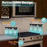 Stainless Steel Stove Gap Covers (2PCS),Stove Gap Filler,Range Trim Kit,Stove Gap Guard for Kitchen Oven Between Stovetop and Counter,Easy Clean Heat Resistant,Adjustable Length 13.8'' to 27.5'',Black
