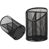 2 Pack Mesh Pencil Holder Pen Cup for Desk Round Black Pen Holder Desktop Pen Organizer 3 Compartments Pencil Organizer Desk Organizer for Office Home School In Australia - Darrahopens