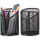 2 Pack Mesh Pencil Holder Pen Cup for Desk Round Black Pen Holder Desktop Pen Organizer 3 Compartments Pencil Organizer Desk Organizer for Office Home School In Australia - Darrahopens