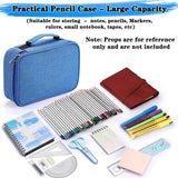 High Capacity Zipper Pens Pencil Case- Multi-Functional Stationery Pencil Pouch 72 Slots Colored Pencil Case Portable Pencil Bags With 2 Removable Sleeves(Blue)