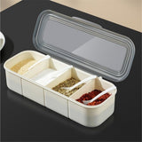 Clear Seasoning Box with 4 Compartments - Spice Organizer with Lids and Spoons - Condiment Container Set for Salt, Sugar, Pepper, and More - Countertop Spice Storage