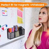 Magnetic Pencil Holder - Extra Strong Magnets Mesh Marker Holder Perfect for Whiteboard, Refrigerator and Locker Accessories (3 Baskets, 1 Pack Black) In Australia - Darrahopens