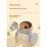Self Stirring Mug, 380ml Rechargeable Automatic Stirring Cup for Coffee, Tea, Hot Chocolate & Protein Shakes, Insulated Stainless Steel Travel Tumbler with Handle for Home, Office, Car & Gifts