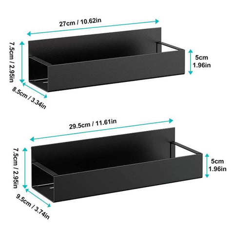 2 Pack Magnetic Spice Storage Rack Organizer for Refrigerator and Oven, Black Fridge Organizers and Storage