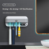UV Toothbrush Dryer Holder, Heating Plate and Fan Drying Function, Rechargeable and Timing Tooth Brush Holder Wall-Mounted for Bathroom, No Drilling, 4 Slots In Australia - Darrahopens