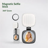 Magnetic Selfie Light Compatible Folding LED Phone Fill Ring Lighting with Mirror for Zoom Makeup Photography Recording Video Conference, Black