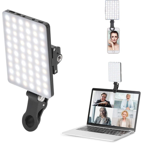 60 LED High Power Rechargeable Clip Fill Video Conference Light with Front & Back Clip, Adjusted 3 Light Modes for Phone, iPhone, Android, iPad, Laptop, for Makeup, TikTok, Selfie, Vlog In Australia - Darrahopens