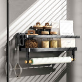 Grill Accessories Magnetic Grill Caddy & Organizer - Black Portable Powder-Coated Iron - BBQ Shelf & Tool Holder with Heavy Duty Magnets for Refrigerator & Oven - Foldable Design