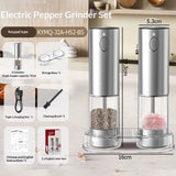 Mini Electric Salt and Pepper Grinder Set with Base, USB Rechargeable, Small Automatic Salt Pepper Mill Grinder, Travel/Outdoor BBQ/Children, One-Button Control (2 Packs, Stainless Steel) In Australia - Darrahopens