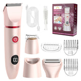 Bikini Trimmer for Women, 3-in-1 Electric Razors for Women, Waterproof Rechargeable Cordless Pubic Hair Shaver, with LED Display, for Ladies Bikini Pubic, Face, Underarms, Legs(Pink) In Australia - Darrahopens