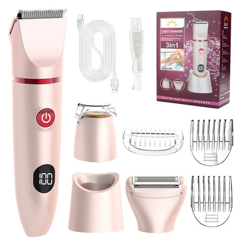Bikini Trimmer for Women, 3-in-1 Electric Razors for Women, Waterproof Rechargeable Cordless Pubic Hair Shaver, with LED Display, for Ladies Bikini Pubic, Face, Underarms, Legs(Pink) In Australia - Darrahopens
