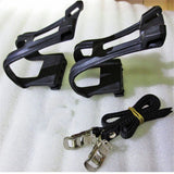A pair Bike Pedals with Toe Clips and Straps for Exercise Bike, Outdoor Bicycles and Spin Bike, Spindle with Reflectors In Australia - Darrahopens