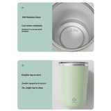 Rechargeable Self Stirring Mug - Electric Auto Mixing Stainless Steel Cup for Office/Kitchen/Travel/Home Coffee/Tea/Hot Chocolate/Milk-350 ml/11.8 oz(Green)