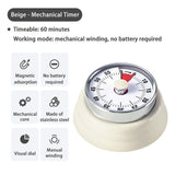 Elegant Stainless Steel Vintage Kitchen Timer with Magnetic Attachment - 60-Minute Countdown & Audible Alarm, Perfect for Cooking, Office Tasks, and Study Sessions (-Beige) In Australia - Darrahopens