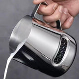 304 Stainless Steel Milk Jug with Thermometer Milk Pitcher for Milk Frothing Cup,Making Cappuccino Latte and Espresso (600ML silvery) In Australia - Darrahopens