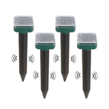 Solar Mole Repellent Ultrasonic 4 Pack Outdoor Powered Sonic Deterrent - Mole Stopper Scare Vole for Lawn Garden Yard Home - Groundhog Repeller Snake Rodent Gopher Spikes Chaser Pest (4 Pack)