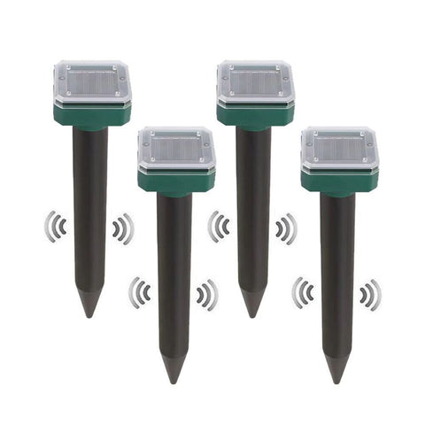 Solar Mole Repellent Ultrasonic 4 Pack Outdoor Powered Sonic Deterrent - Mole Stopper Scare Vole for Lawn Garden Yard Home - Groundhog Repeller Snake Rodent Gopher Spikes Chaser Pest (4 Pack)
