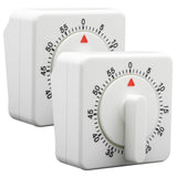 2 Pieces 60 Minute Visual Kitchen Timer Hour Mini Countdown Mechanical Timer Loud Voice for Kitchen, Homework, Exercise(White) In Australia - Darrahopens