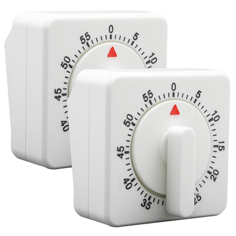 2 Pieces 60 Minute Visual Kitchen Timer Hour Mini Countdown Mechanical Timer Loud Voice for Kitchen, Homework, Exercise(White) In Australia - Darrahopens