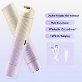Comfort 2 in 1 Electric Lady Shaver, Dual Head Shaver Women, Bikini Trimmer for Women, Cordless Rechargeable Waterproof Women's Electric Razor Dry/Wet, for Facial Chin Underarm Legs (Purple)