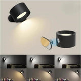 Reading Lights, Wall Mounted Sconces with 3 Color Temperatures & 3 Brightness Levels, Rechargeable Battery Operated Touch Control 360° Magnetic Ball for Study Bedside Bedroom（black）