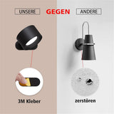 Reading Lights, Wall Mounted Sconces with 3 Color Temperatures & 3 Brightness Levels, Rechargeable Battery Operated Touch Control 360° Magnetic Ball for Study Bedside Bedroom（black）
