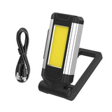 LED Magnetic Work Light, Portable USB Rechargeable Light, 360° Rotating Folding Flashlight for Car Repairing, Workshop,（Foldable Silver）
